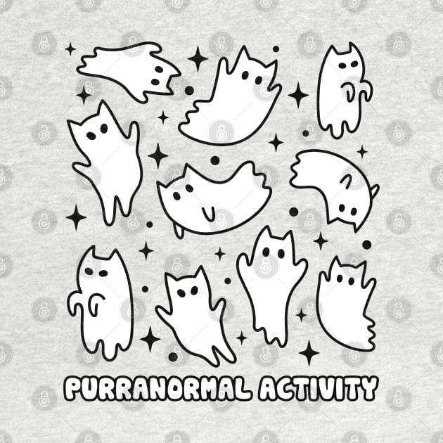 Cute Kawaii Ghost Cats Halloween Purranormal Activity Orange by PUFFYP